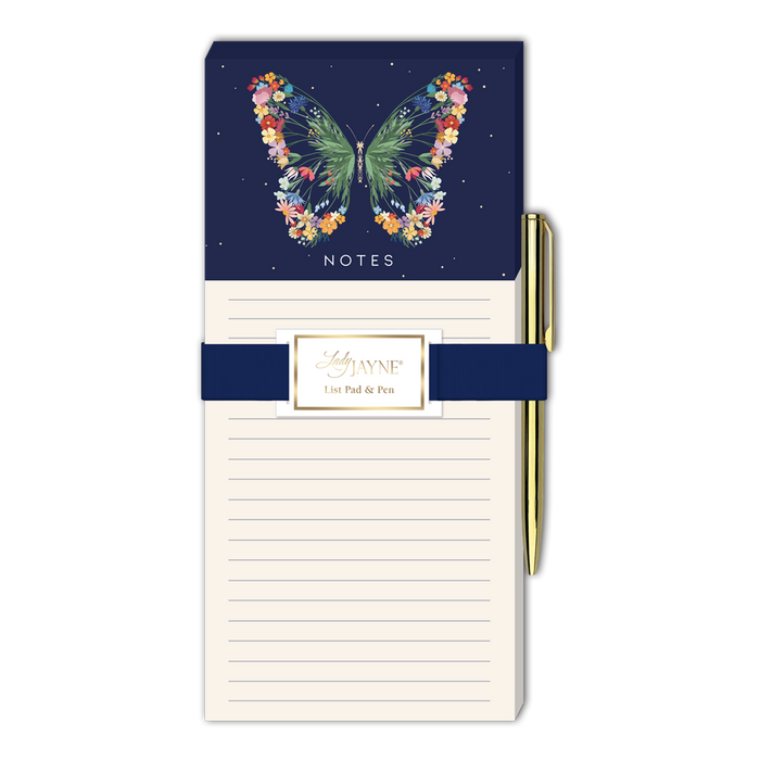 Butterfly Magnetic List Pad With Pen