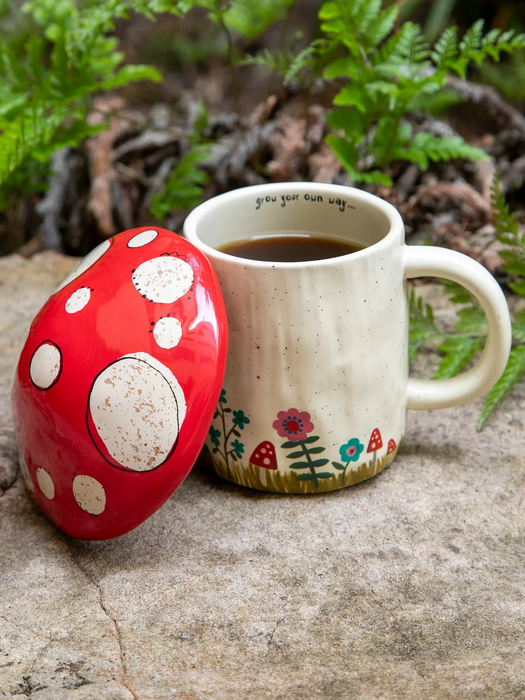 Lidded Mushroom Mug Grow Your own Way