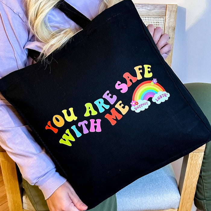 You Are Safe With Me LGBTQ+ Canvas Tote Bag