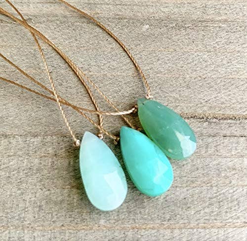 Chrysoprase Faceted Teardrop Necklace