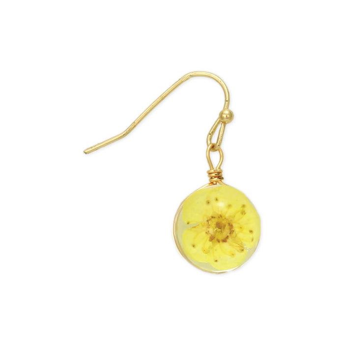 Yellow Buttercup Dried Flower Earrings