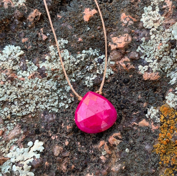 Ruby Faceted Teardrop Necklace