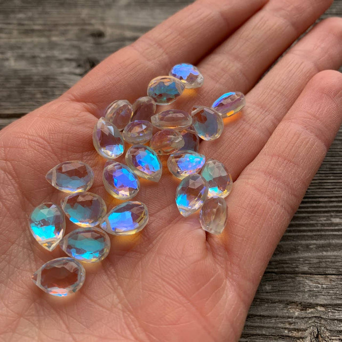 Hydroquartz Mystic Rainbow Faceted Teardrop Cord Necklace