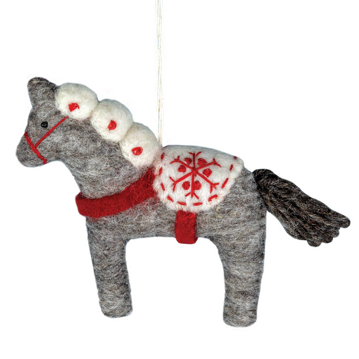 Felt Snowflake Dala Horse Ornament