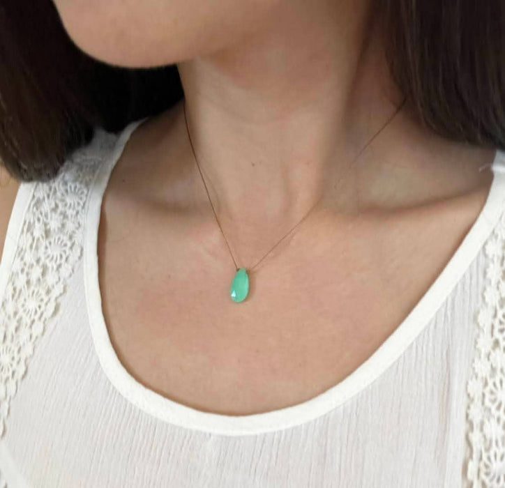 Chrysoprase Faceted Teardrop Necklace