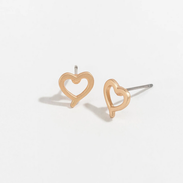 Gold Heart Stud Earrings