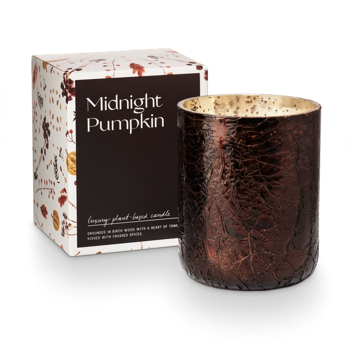 Midnight Pumpkin Boxed Crackle Glass Candle