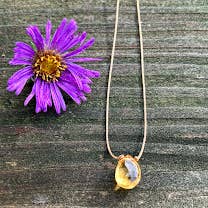 Citrine Faceted Teardrop Cord Necklace