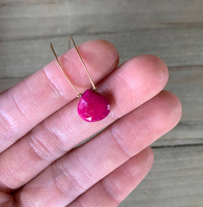 Ruby Faceted Teardrop Necklace