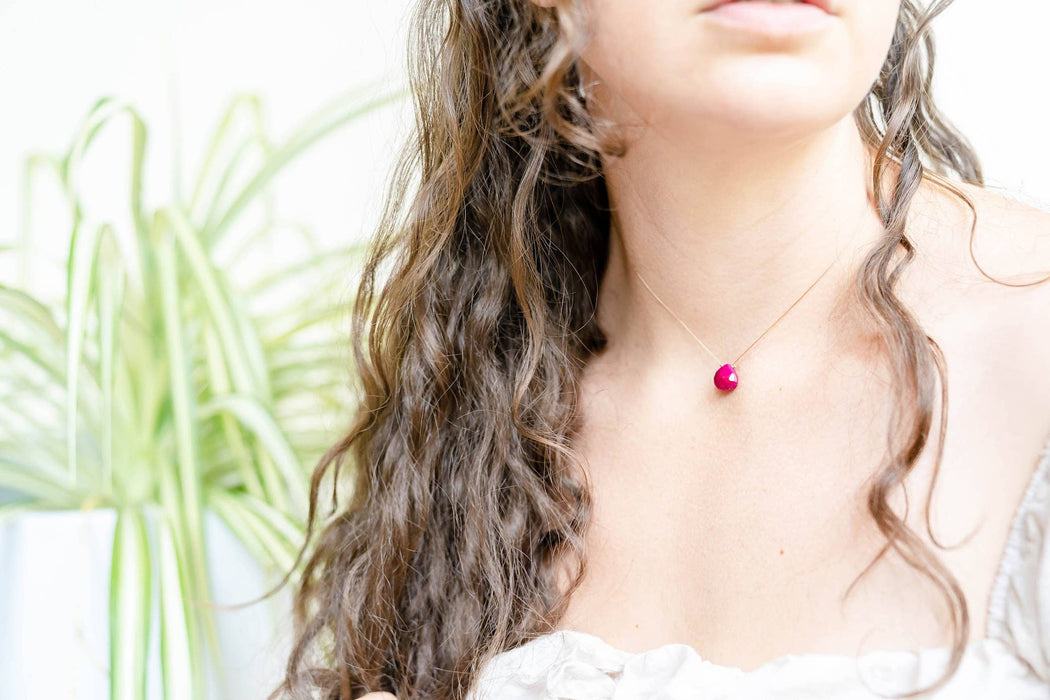 Ruby Faceted Teardrop Necklace