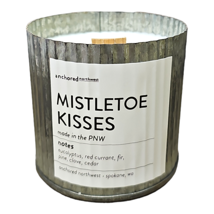 Mistletoe Kisses Rustic Vintage Farmhouse Wood Wick Candle