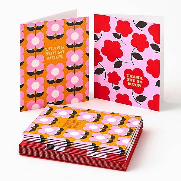 Retro Floral Thank You Card Set