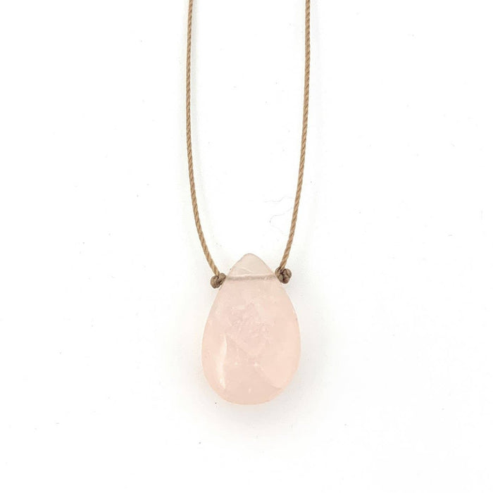 Rose Quartz Faceted Teardrop Necklace