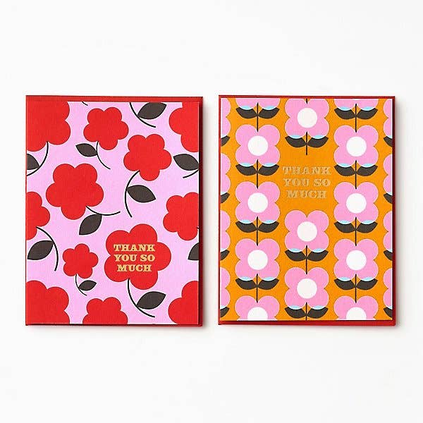 Retro Floral Thank You Card Set