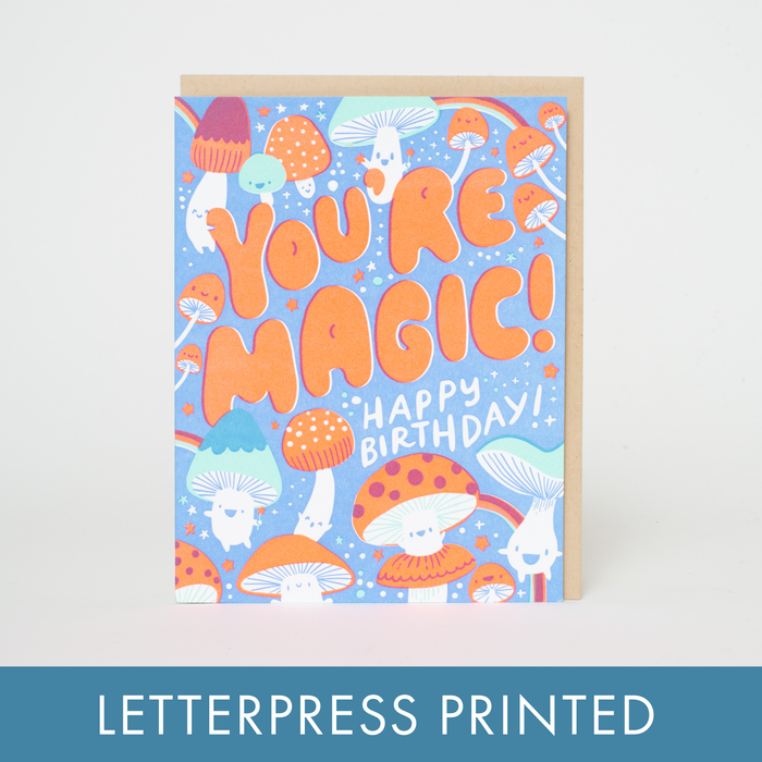 Birthday Magic Mushrooms Letterpress Greeting Card