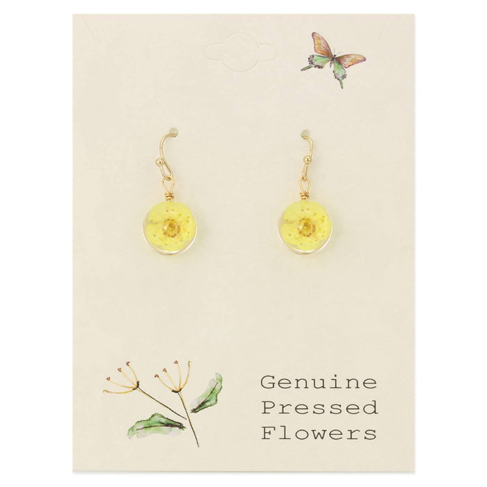 Yellow Buttercup Dried Flower Earrings