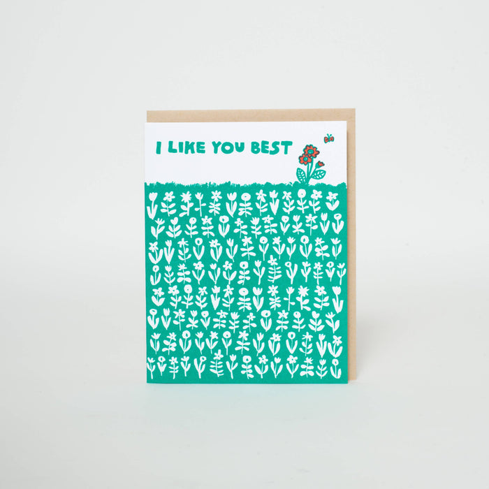 Like You Best Meadow Letterpress Greeting Card