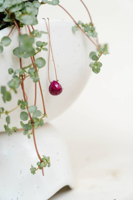 Ruby Faceted Teardrop Necklace