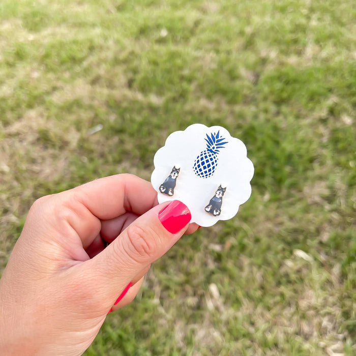 Schnauzer Enamel Stud Earrings