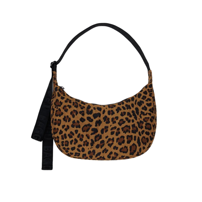 Medium Nylon Crescent Bag - Leopard