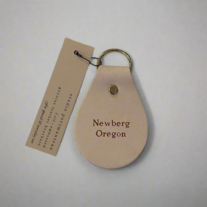 Leather Embossed Newberg Keychain