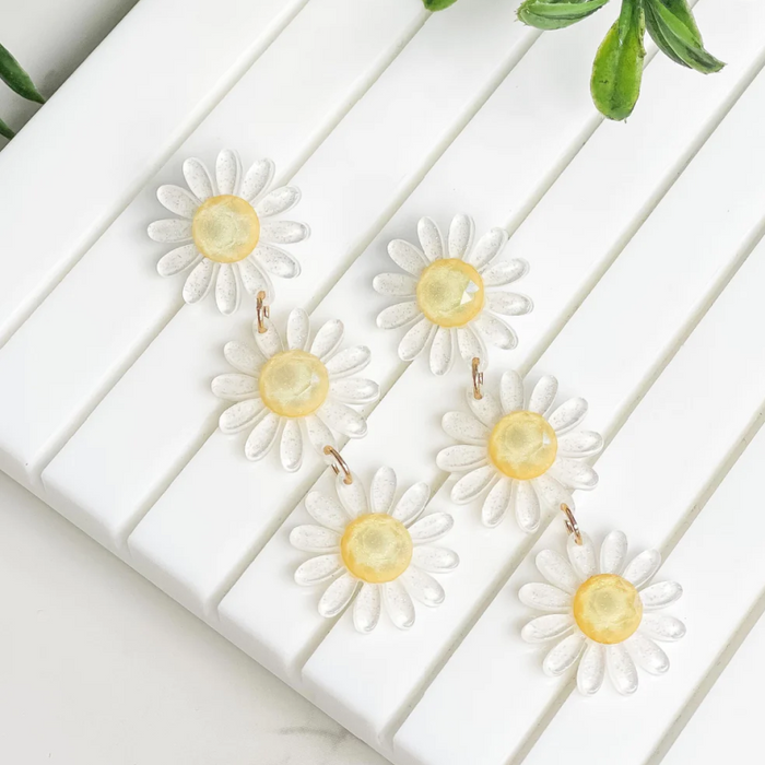 Blooming Daisy Trio Dangle Earrings