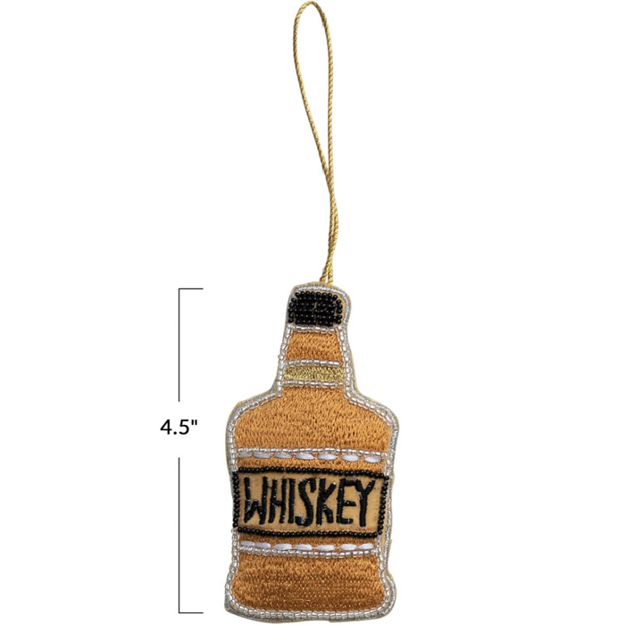 Embroidered Fabric Whiskey Bottle Ornament