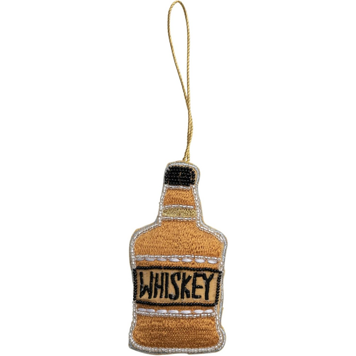 Embroidered Fabric Whiskey Bottle Ornament