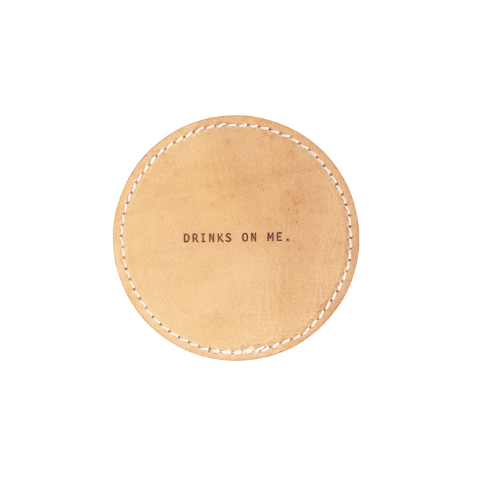 Drinks On Me Leather Coaster