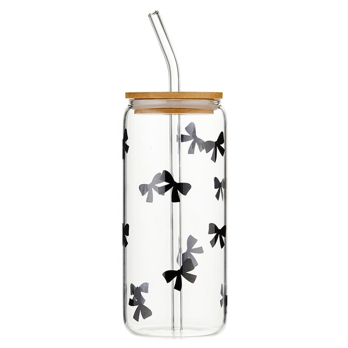 Glass Tumbler - Black Bows