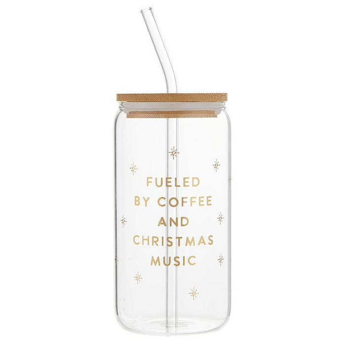 16oz Holiday Glass Tumbler - Fueled By Coffee