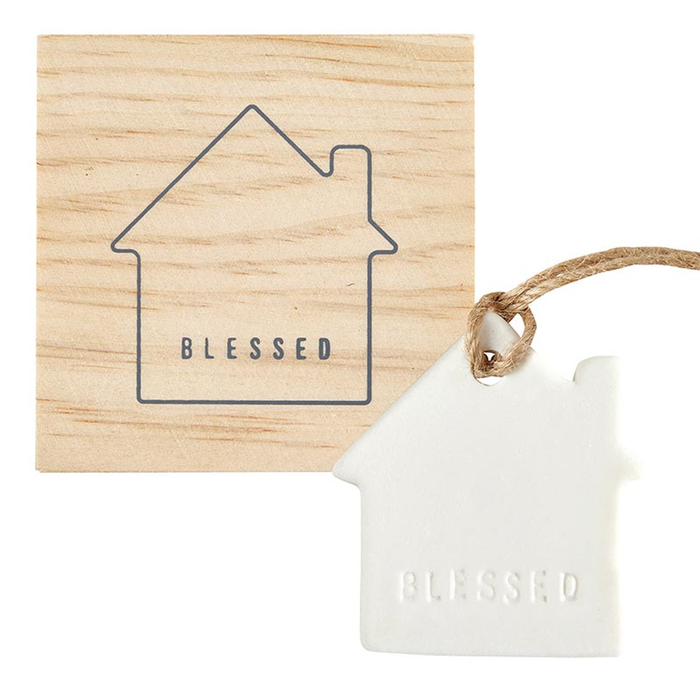 Ceramic Ornament - House - Blessed