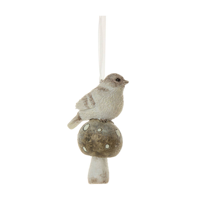 Bird on Mushroom Ornaments