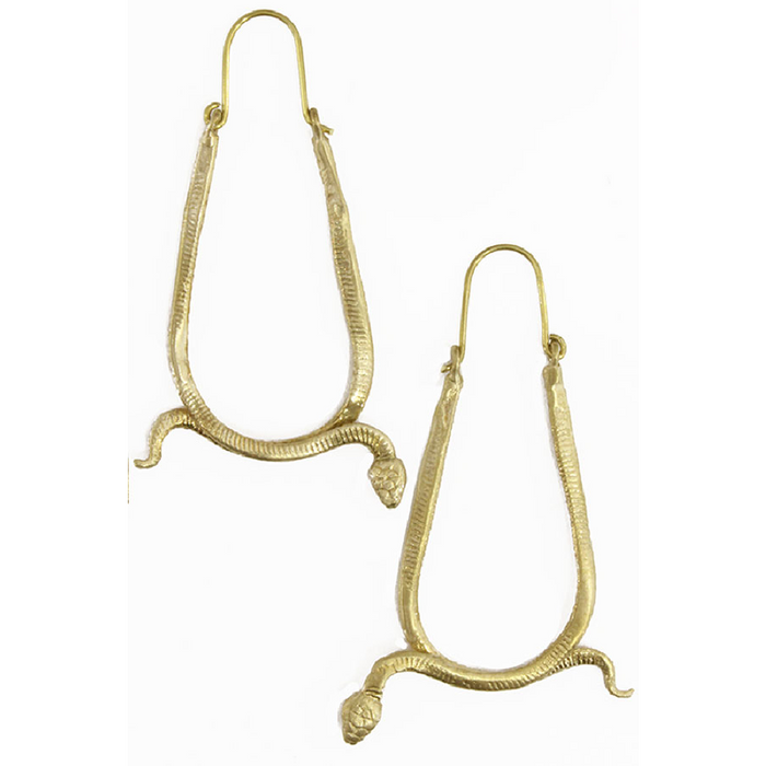 Brass Snake Hoop Earrings