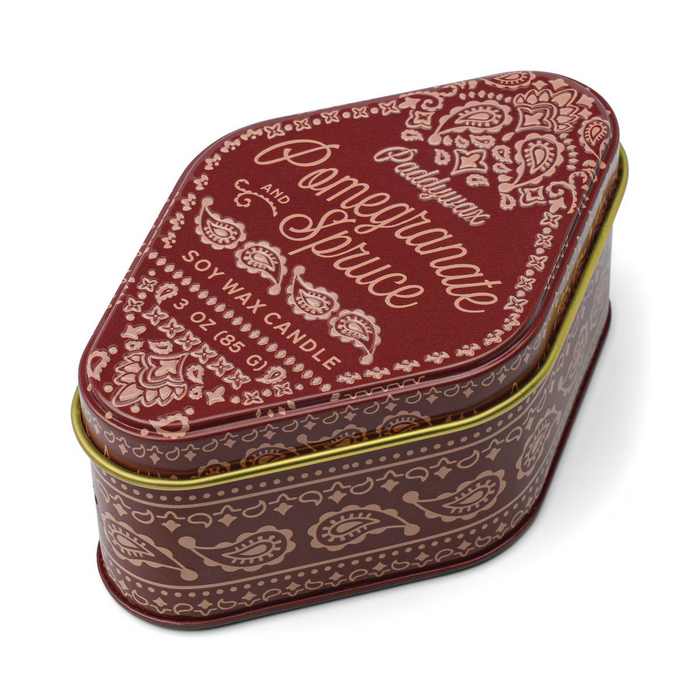 3.5oz Red Printed Bandana Tin - Pomegranate Spruce