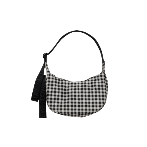 Small Crescent Bag- Black+White Gingham