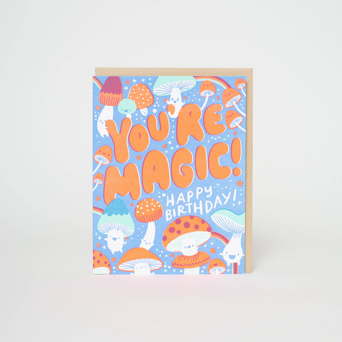 Birthday Magic Mushrooms Letterpress Greeting Card