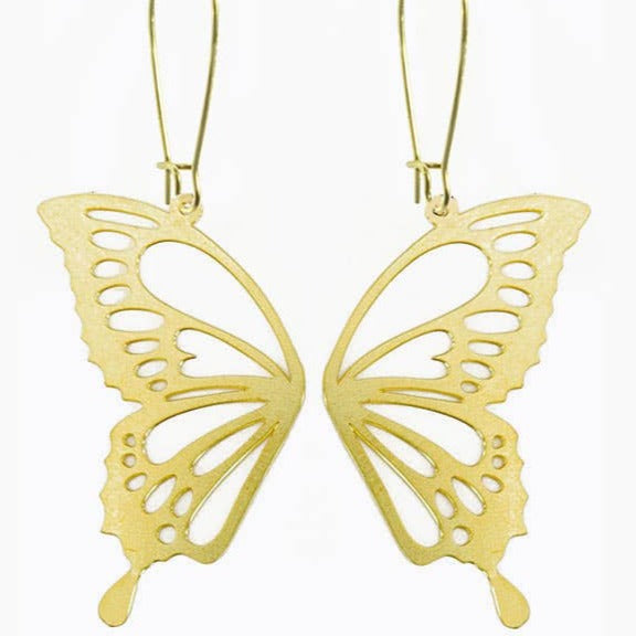 Brass Butterfly Wing Earrings