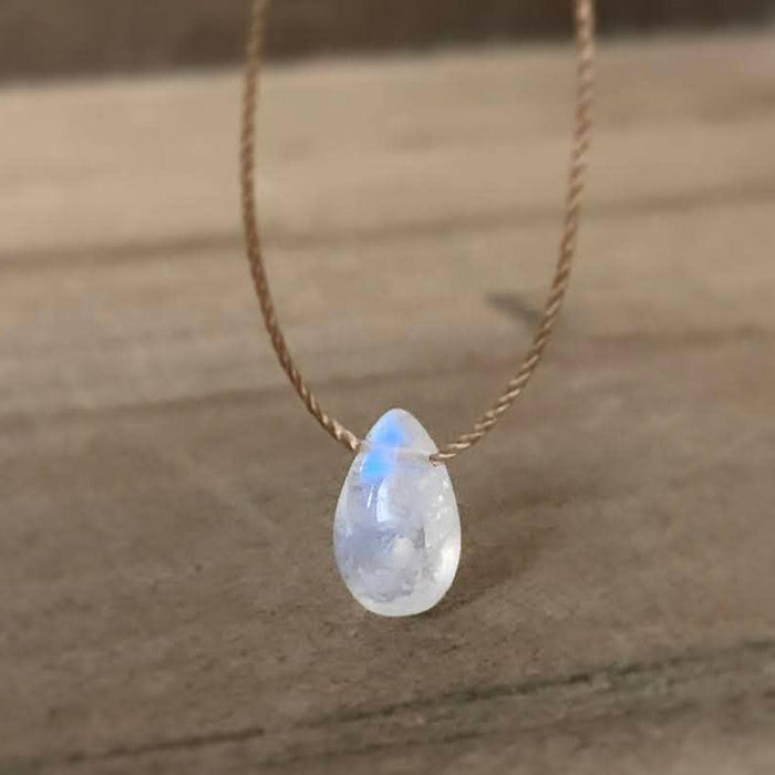 Moonstone Smooth Small Teardrop Necklace