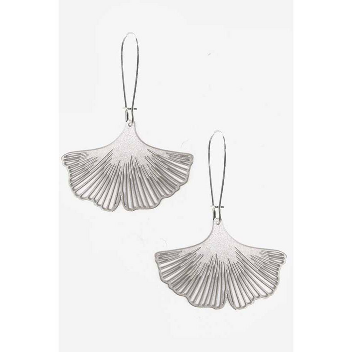 Silver Ginkgo Leaves Earrings