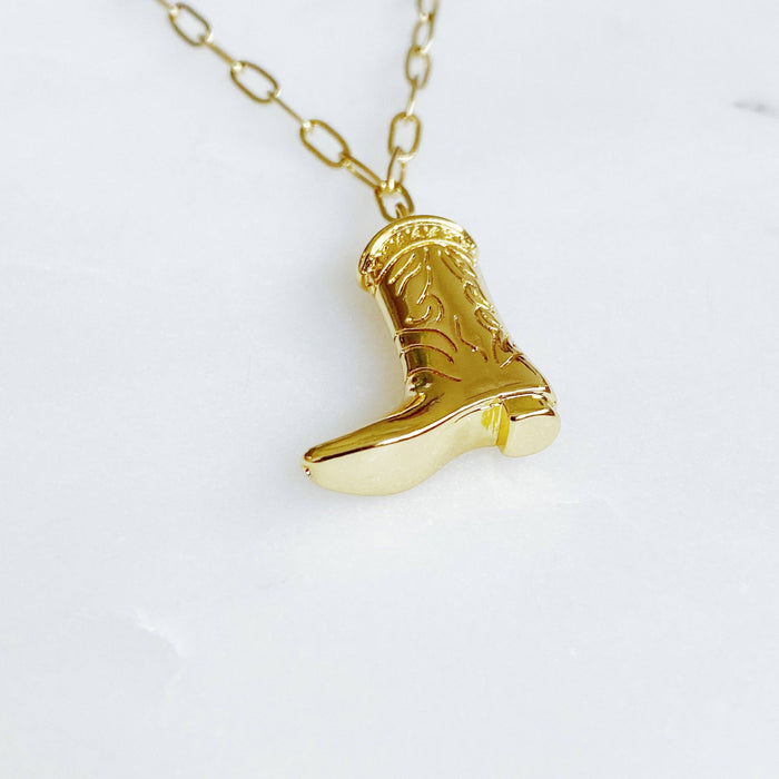 Golden Cowgirl Boot Necklace