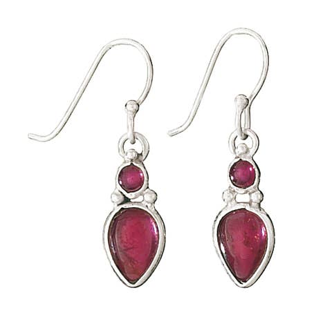 Fine Time Garnet & Sterling Silver Earrings