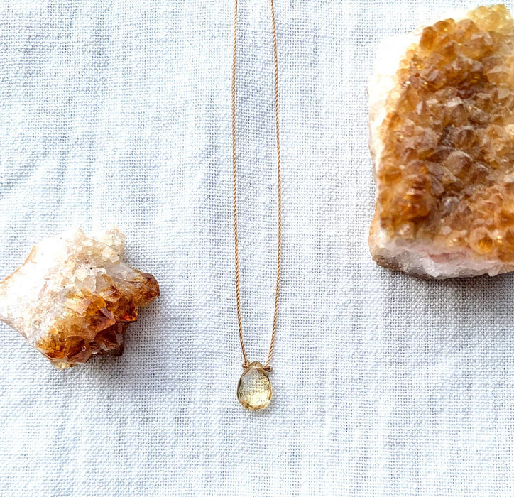 Citrine Faceted Teardrop Cord Necklace