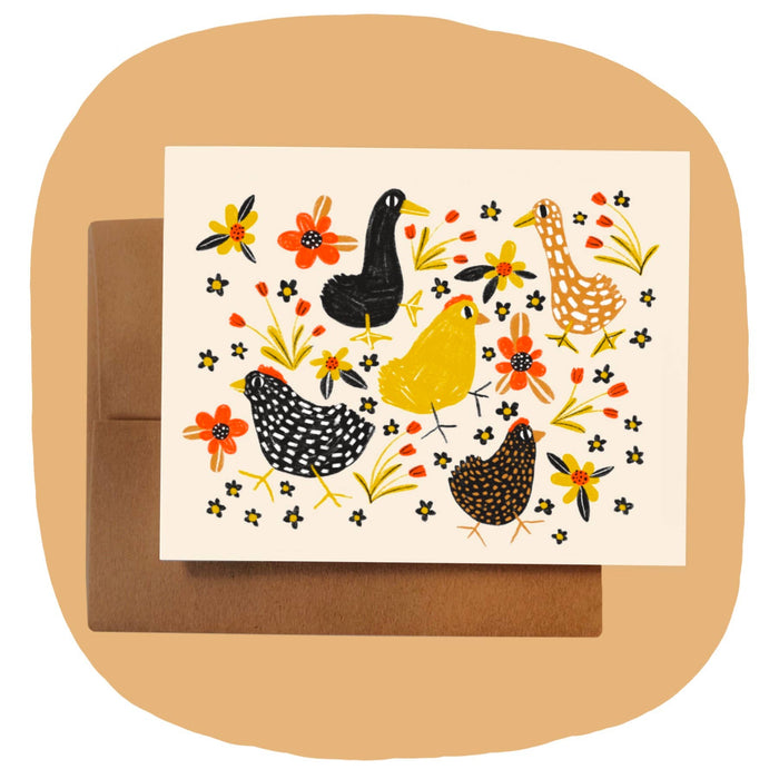 FARM FRIENDS & FLOWERS Greeting Card