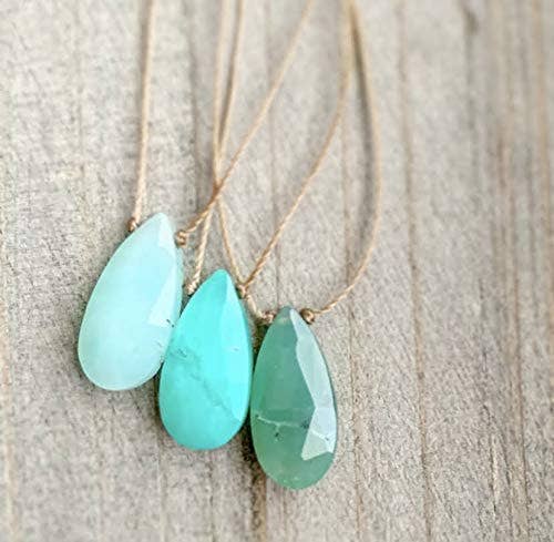 Chrysoprase Faceted Teardrop Necklace