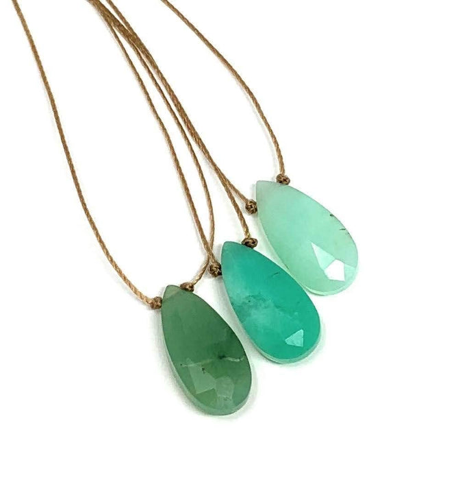 Chrysoprase Faceted Teardrop Necklace