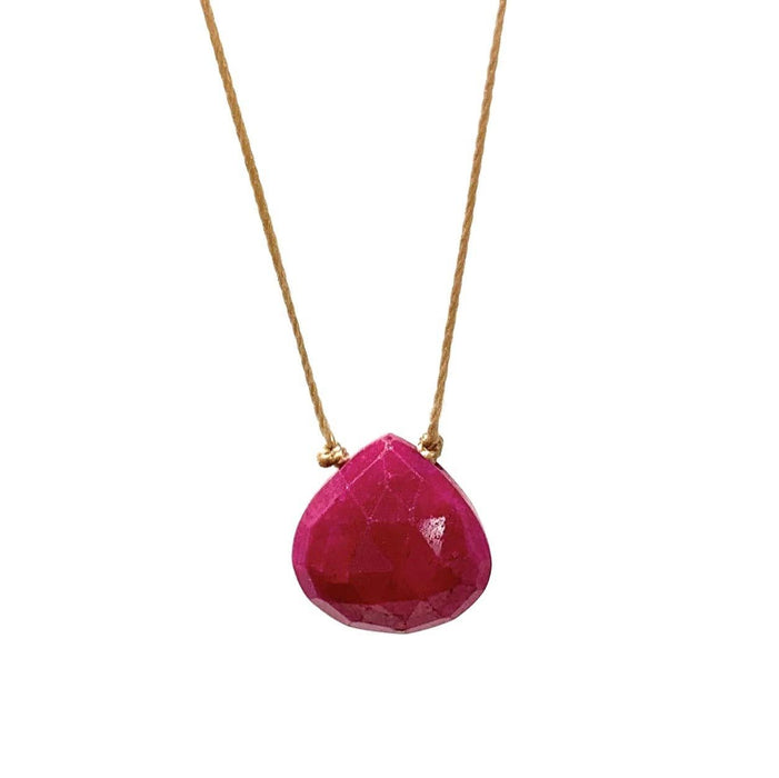 Ruby Faceted Teardrop Necklace