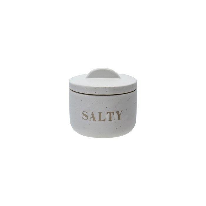 Stoneware Salt Jar w/Lid