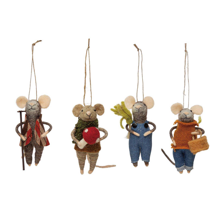 Wool+Felt Gardening Mouse Ornament