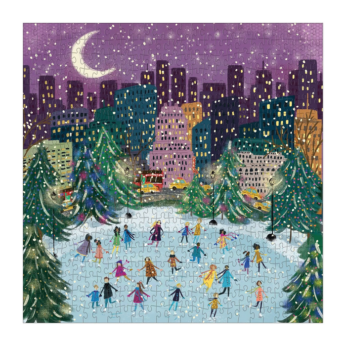 Merry Moonlight Skaters 500 Piece Foil Jigsaw Puzzle